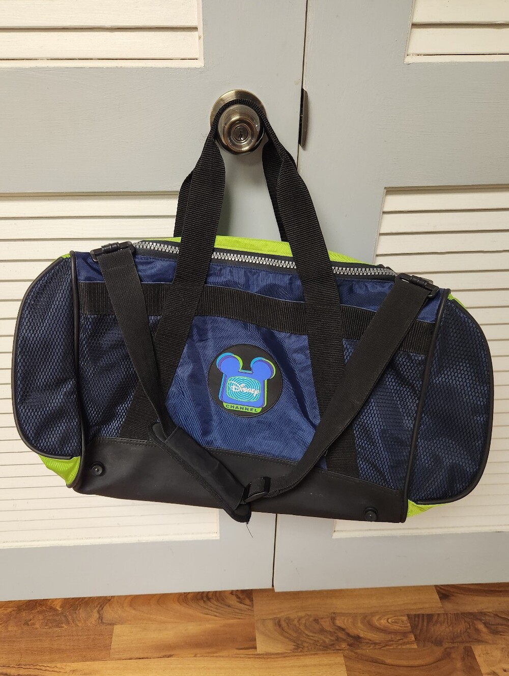 Vintage Disney Channel Duffel Bag Gym Bag Navy Blue Lime Green & Black with Logo
